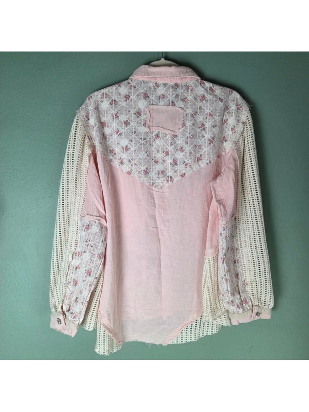 POL Pink & Cream Patchwork Lace Button-Front Jacket - Picture 2 of 8